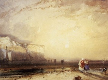  Richard Peintre - Coucher de soleil dans le Pays de Caux romantique paysage marin Richard Parkes Bonington